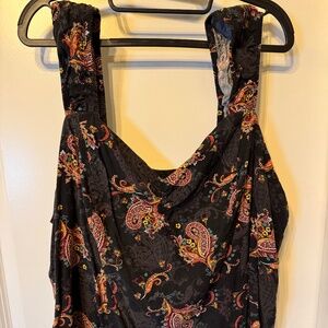 Torrid Black Paisley Smocked-Back Tank Top